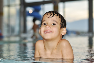 Children activities on very nice swimming pool