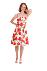 Pretty girl in colorful dress.