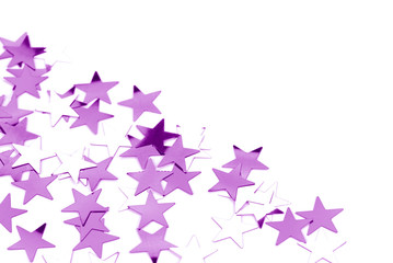 A random arrangement of purple confetti