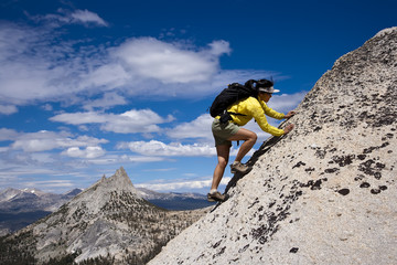 Rock climber on the summit.