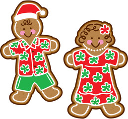Obraz na płótnie Canvas Tropical Gingerbread Cookies (Couple)