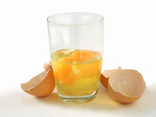 raw eggs n glass