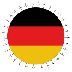 German flag with wind turbines