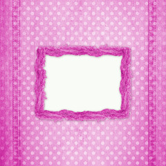 Abstract pink jeans background with hole for design