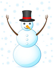 snowman and snowflakes