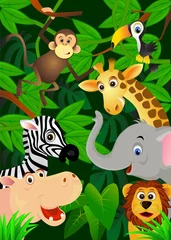 Door stickers Zoo Wild animals in the jungle