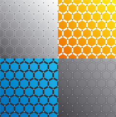 Seamless honeycomb pattern set. Vector.