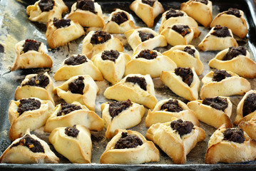 Homemade pastries with poppy seed (Hamantaschen) for Purim