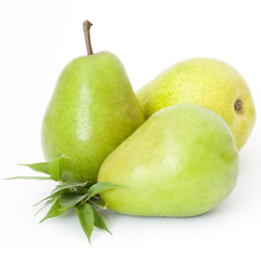 fresh pears on white