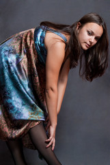 girl in versicolor dress