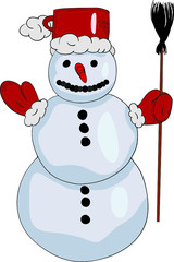 vector - a snowman like santa claus