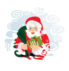 Santa Claus  with presents. Vector illustration