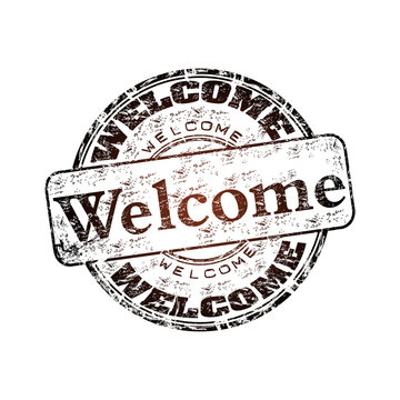 Welcome grunge rubber stamp