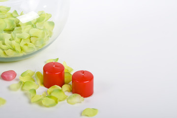 fancy glass jar with some candles by it