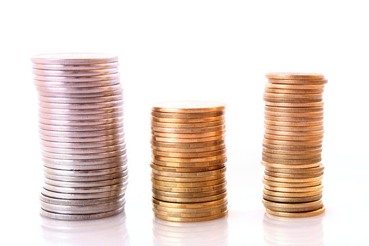 Coins isolated on white background