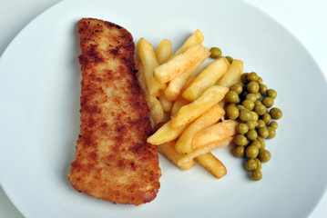 fish and chips with some organic pea