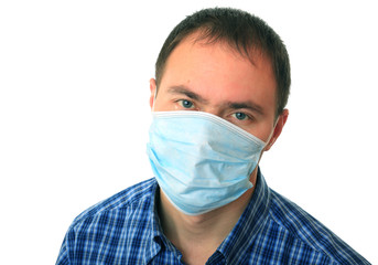 Man is in medical mask.