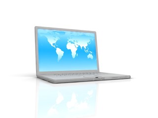 professional Laptop on white background with reflection