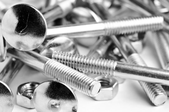 close up bolts and nuts backround