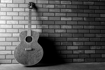 Classic Guitar About a Brick Wall Black and White