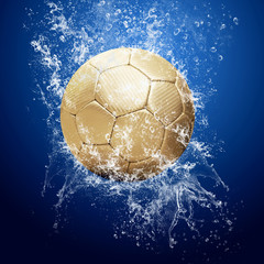 Fototapeta premium Drops around soccer ball under water