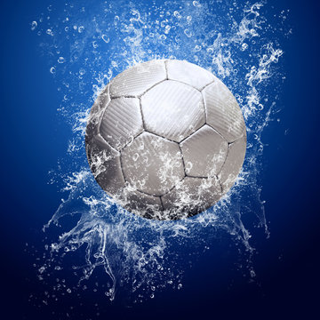 Drops around soccer ball under water