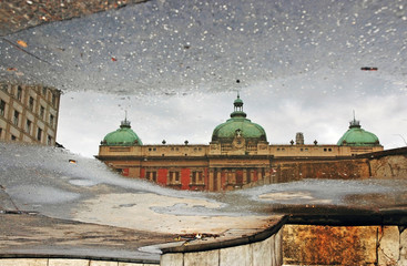 National Museum, Belgrade, Serbia (Reflection in Puddle)