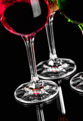 wine glasses on a black