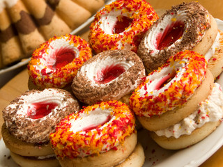 Cookies on the plate. Shallow dof.