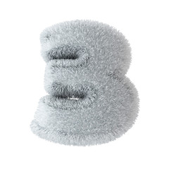 Number three sewn from santa fur with clipping path