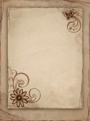Old paper with flower