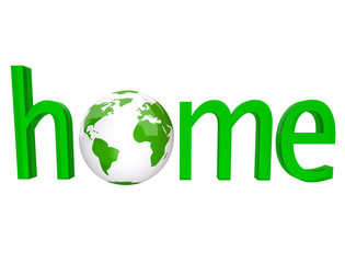 Home - Green Word with Earth Globe