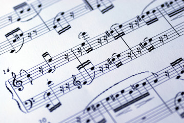 Music sheet on the white background