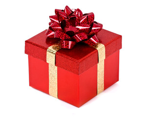 Christmas present isolated on white.