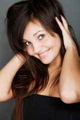Fototapeta premium black hair young woman portrait