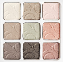 Multicolored eyeshadow palette on white