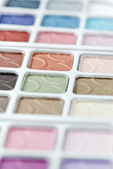 Multicolored eyeshadow palette on white