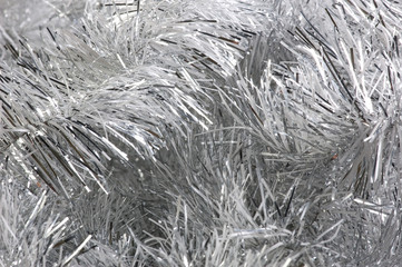 silver garland background close-up