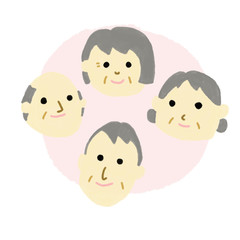 シニアたちの笑顔（背景つき）