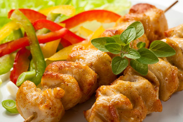 Grilled meat and vegetables