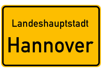 Fototapeta premium Deutsches Ortsschild Landeshauptstadt Hannover