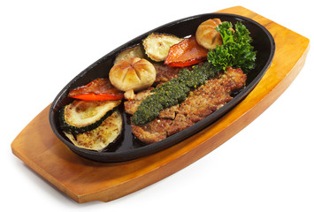 Fototapeta na wymiar Japanese Cuisine - Pork with Vegetables
