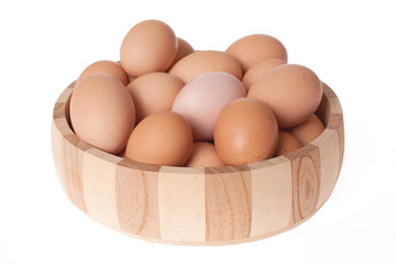 eggs in wooden bowl