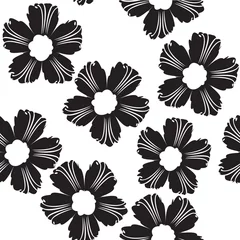 Cercles muraux Fleurs noir et blanc Motif de fleurs