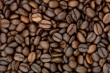 Brown roasted coffee beans