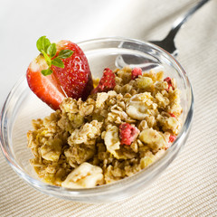 musli with strawberry on a cover