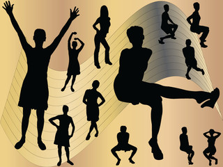 girls with background 2 - vector