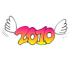 jahreszahl 2010 mit flügeln