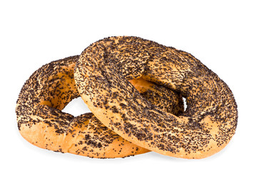 Bagels covered with a poppy