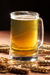 Glass of beer with grain